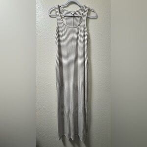 Daily Ritual Striped Maxi Dress Racerback Sleeveless Stretch White Women's XS